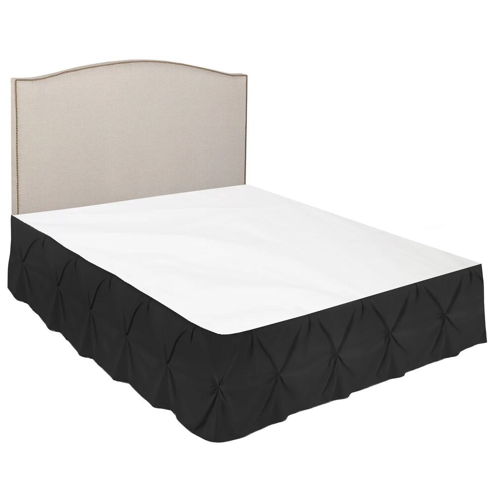 14" Tailored Pinch Pleated Bed Skirt Dust Ruffle by Nesti Queen Black - Picture 2 of 6